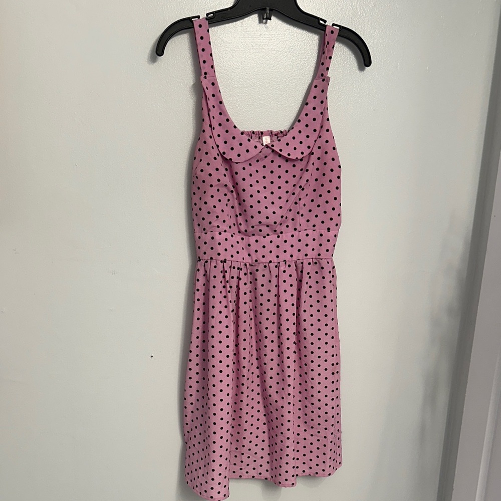 Xhilaration Pink and Black Polka Dot Top